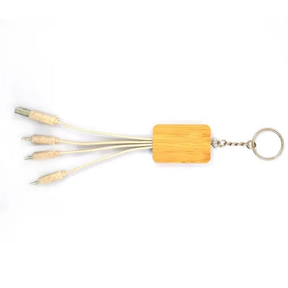Bamboo 3-in-1 Charging Cables Keychain