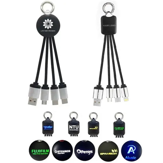 LED 3-in-1 Charging Cable With Light-Up Logo