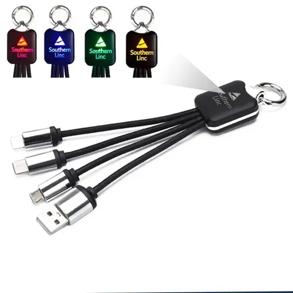 LED 3-in-1 Charging Cable With Light-Up Logo