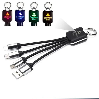 LED 3-in-1 Charging Cable With Light-Up Logo