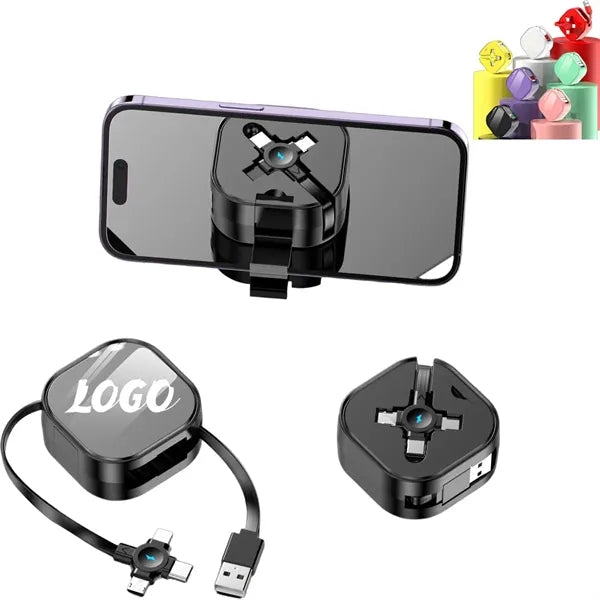3in1 59-Inch Telescopic USB Charging Cable with Phone Stand