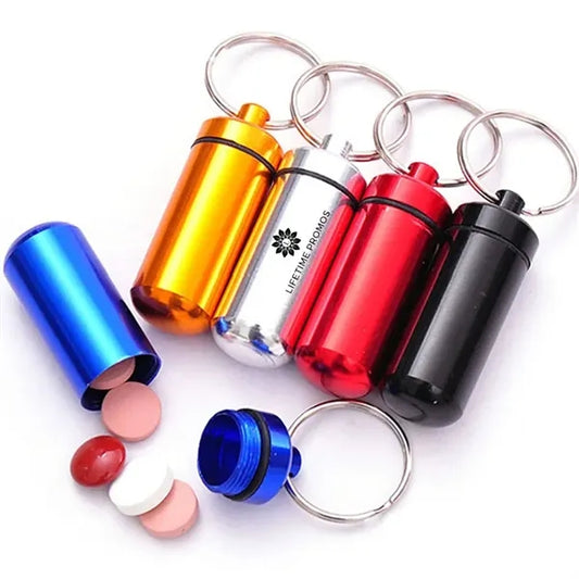 Aluminum Pill Box Keychain Organizer