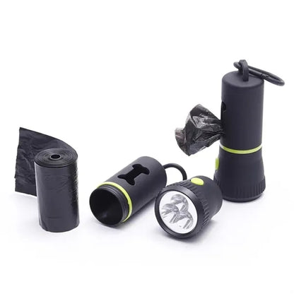 LED Dog Poop Bag Dispenser with Flashlight Clip