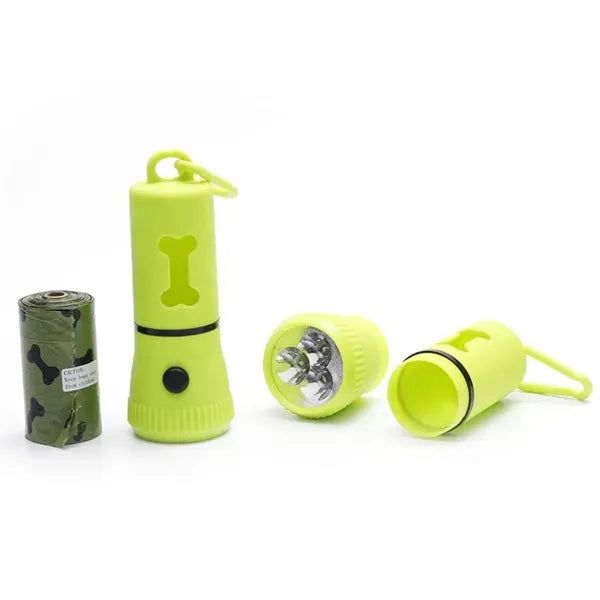 LED Dog Poop Bag Dispenser with Flashlight Clip