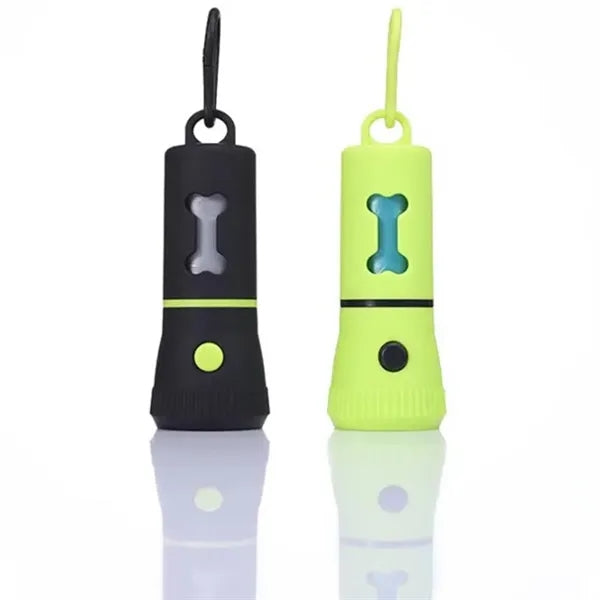 LED Dog Poop Bag Dispenser with Flashlight Clip