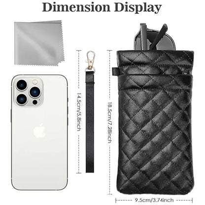 PU Leather Double Glasses & Phone Pouch