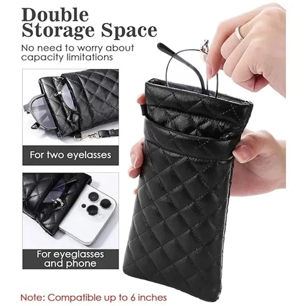 PU Leather Double Glasses & Phone Pouch