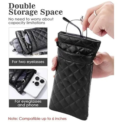 PU Leather Double Glasses & Phone Pouch