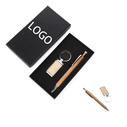 Bamboo Pen And Keychain Gift Set