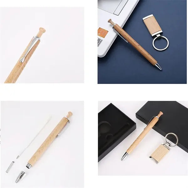 Bamboo Pen And Keychain Gift Set