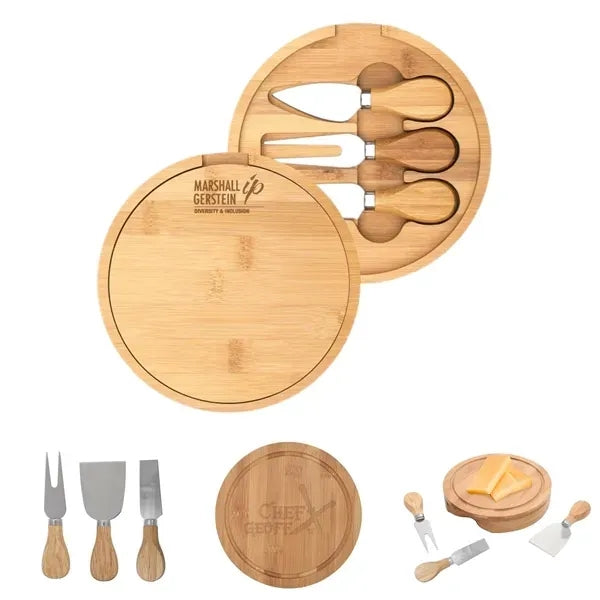 4-in-1 Bamboo Cheese Board Knife Set