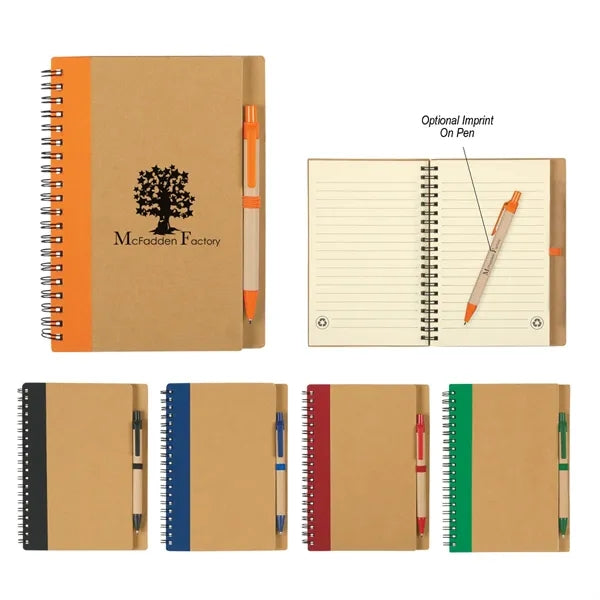 ECO-INSPIRED SPIRAL NOTEBOOK & PEN(5 1/4"X7")