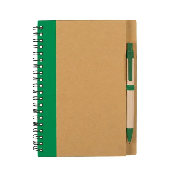 ECO-INSPIRED SPIRAL NOTEBOOK & PEN(5 1/4"X7")