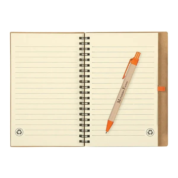 ECO-INSPIRED SPIRAL NOTEBOOK & PEN(5 1/4"X7")