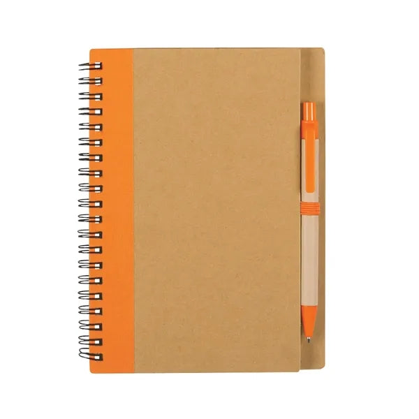 ECO-INSPIRED SPIRAL NOTEBOOK & PEN(5 1/4"X7")