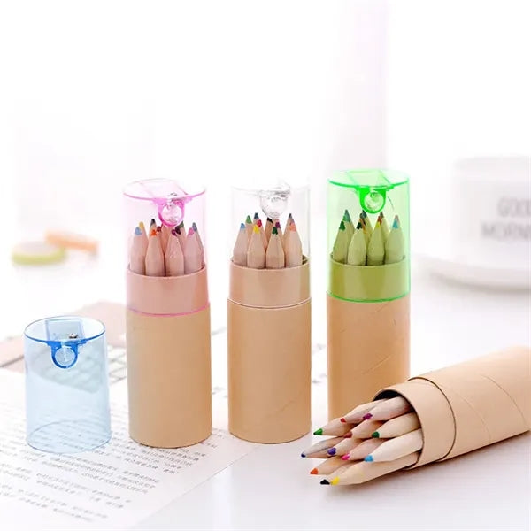 12 Colored Pencils in Portable Tube with Sharpener