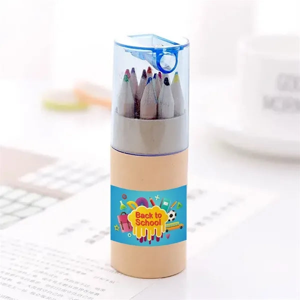 12 Colored Pencils in Portable Tube with Sharpener