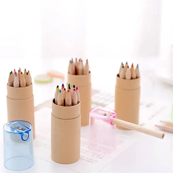12 Colored Pencils in Portable Tube with Sharpener