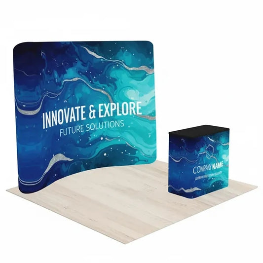 10' Trade Show Booth Kit With Curved Back Wall