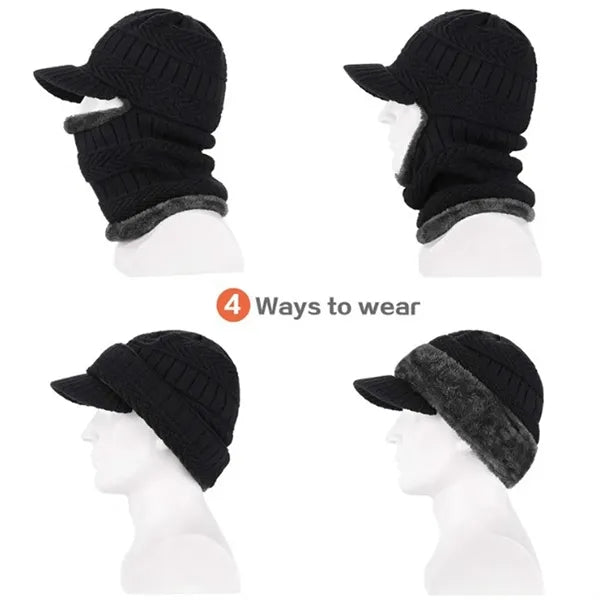 3 in 1 Winter Knitted Beanie Hat Face Neck Warmer Set