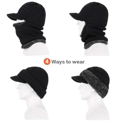 3 in 1 Winter Knitted Beanie Hat Face Neck Warmer Set