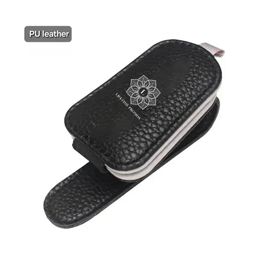 Leather sunglasses holder