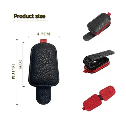 Leather sunglasses holder