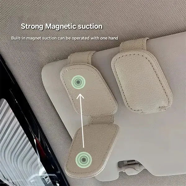 Leather sunglasses holder