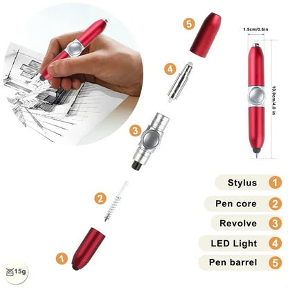 Relief Stress Spinning Fidget Ballpoint Pen With LED Light