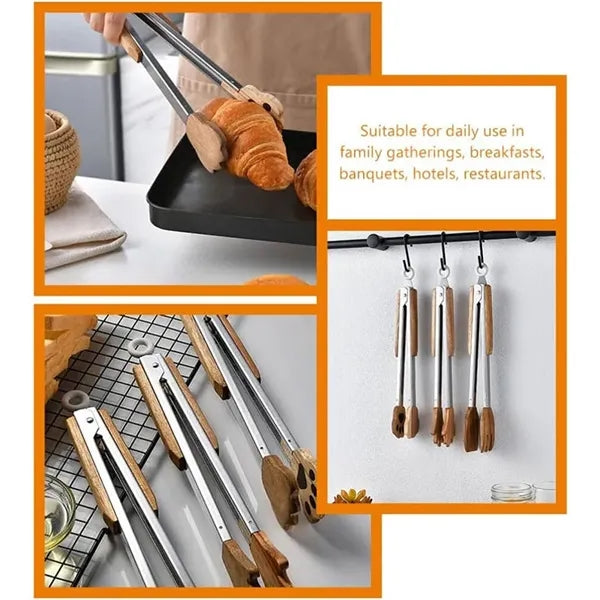 Wood Kitchen Tongs For Cooking