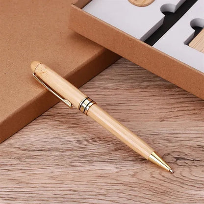 Bamboo Gift Set with Pen Business Card Holder and Keychain