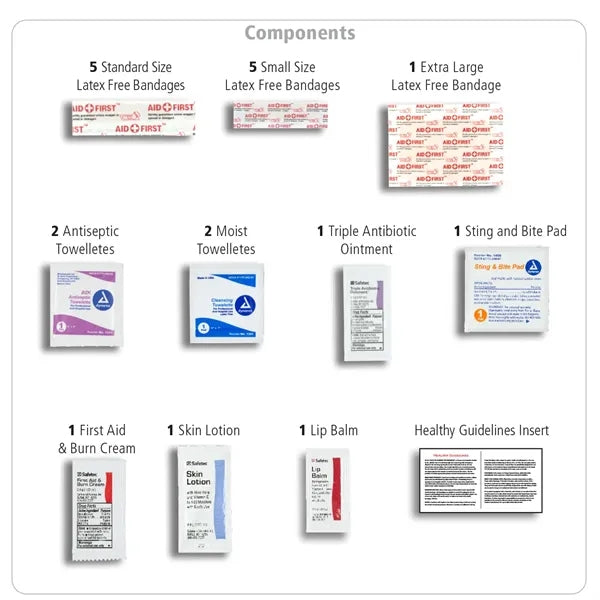 16 Piece First Aid Kit in Zipper Pouch