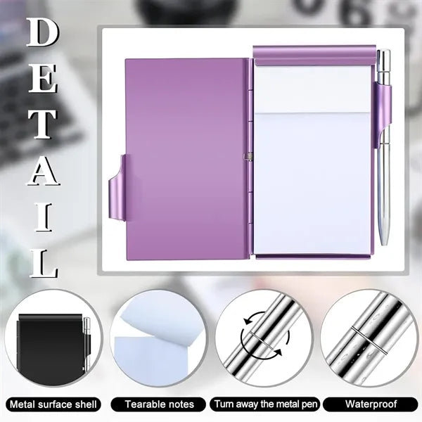 Mini Metal Pocket Notebook With Pen And Refillable Paper