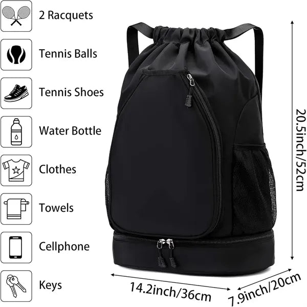 Waterproof Badminton Racket Backpack with Shoe Compartment.