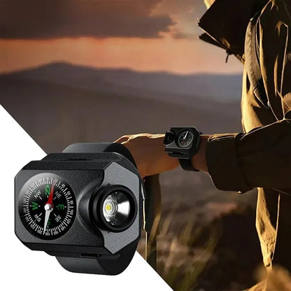 Rechargeable Wrist Torch Light with Compass USB Outdoor