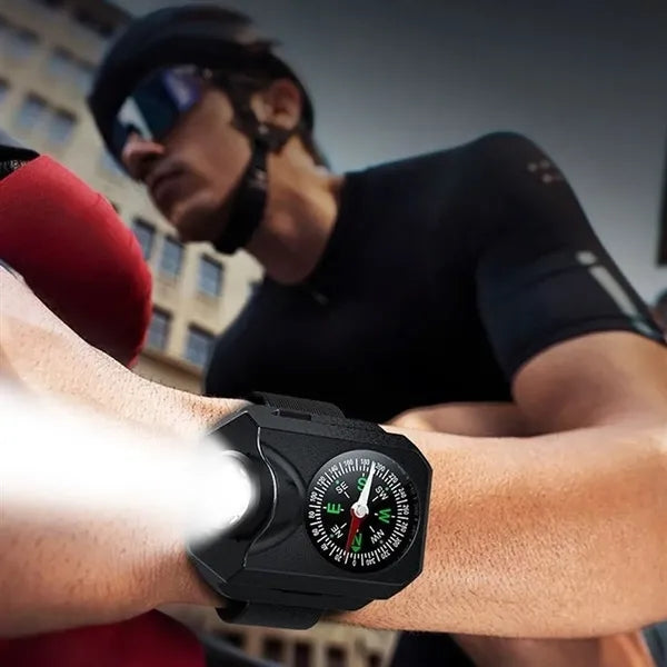 Rechargeable Wrist Torch Light with Compass USB Outdoor