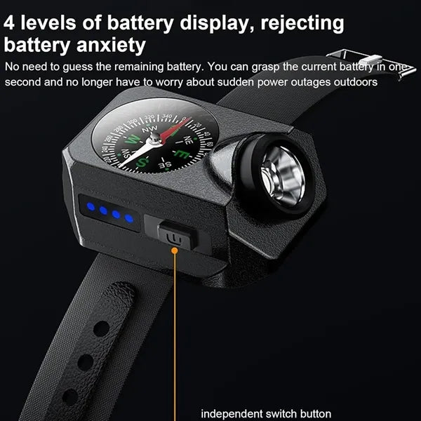 Rechargeable Wrist Torch Light with Compass USB Outdoor