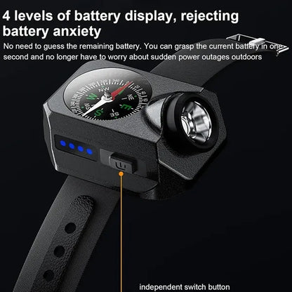 Rechargeable Wrist Torch Light with Compass USB Outdoor