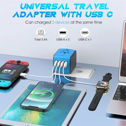 5 in 1 Worldwide Travel Adapter