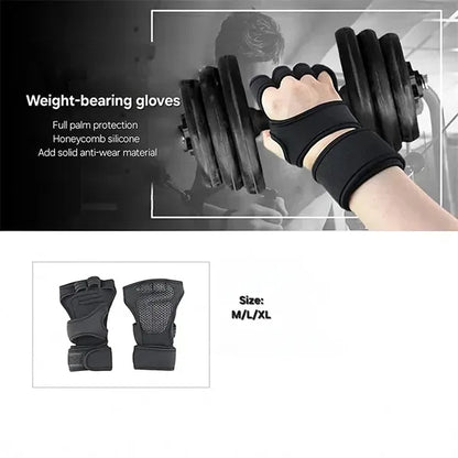 Padded Weight Lifting Gloves with Wrist Wraps Support