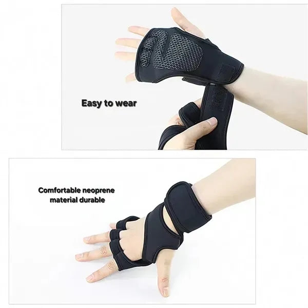 Padded Weight Lifting Gloves with Wrist Wraps Support