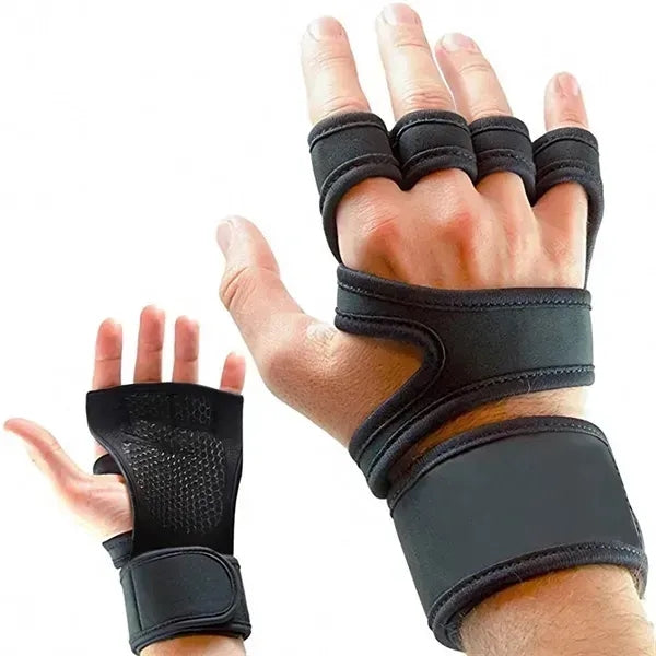 Padded Weight Lifting Gloves with Wrist Wraps Support