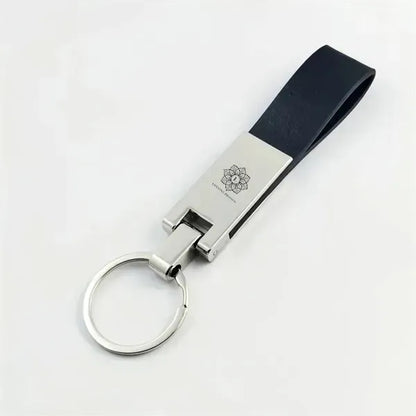 Black Leather Key Chains with Zinc Alloy Ring