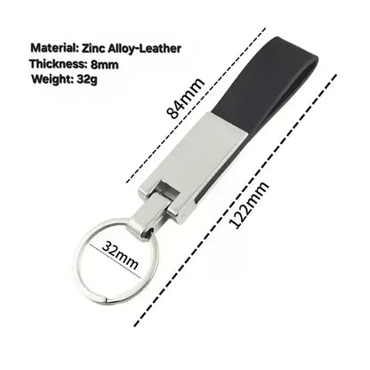 Black Leather Key Chains with Zinc Alloy Ring
