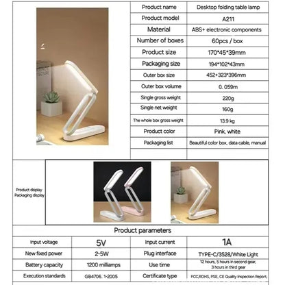 LED Desk Lamp Foldable Light