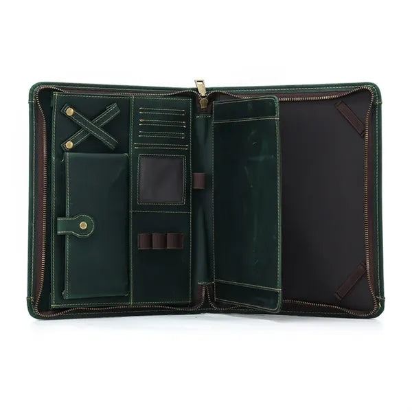 Genuine Leather Zippered Portfolio