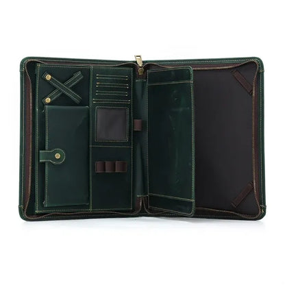 Genuine Leather Zippered Portfolio