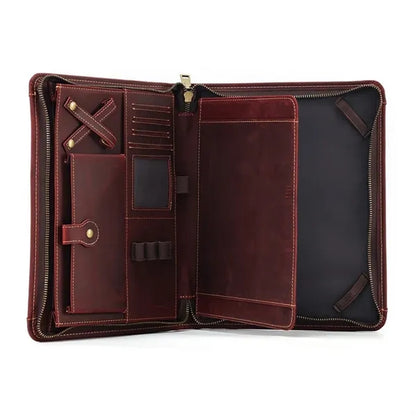 Genuine Leather Zippered Portfolio
