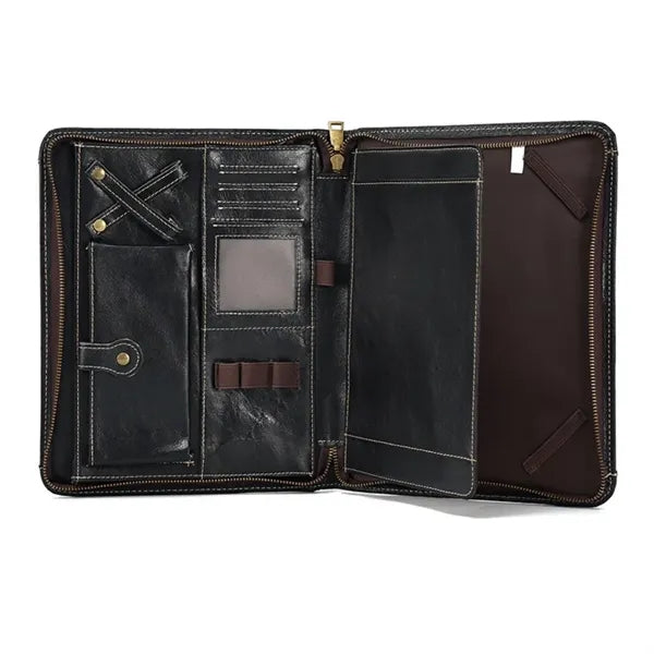 Genuine Leather Zippered Portfolio