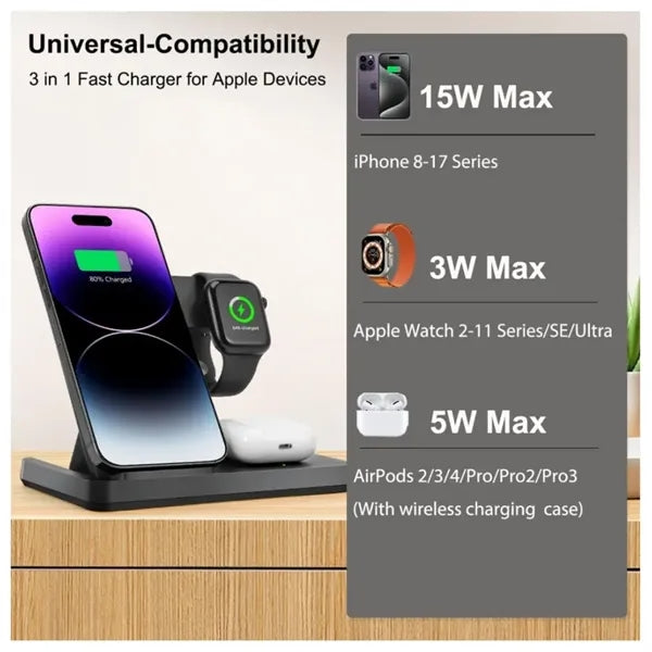 3 in 1 Foldable Wireless Charger Station